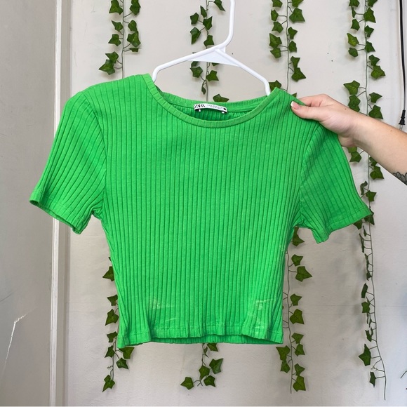 Zara Tops Zara Green Crop Top Poshmark